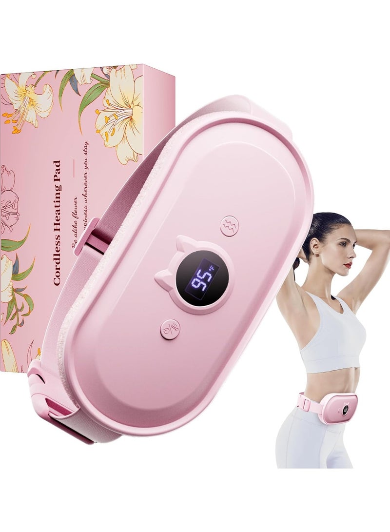 كمادة البطن الكهربائية المحمولة لتخفيف آلام الدورة الشهرية - حزام تدفئة وتدليك لاسلكي مع 7 مستويات حرارة و7 أنظمة اهتزاز لتخفيف آلام المعدة والظهر - Image 1